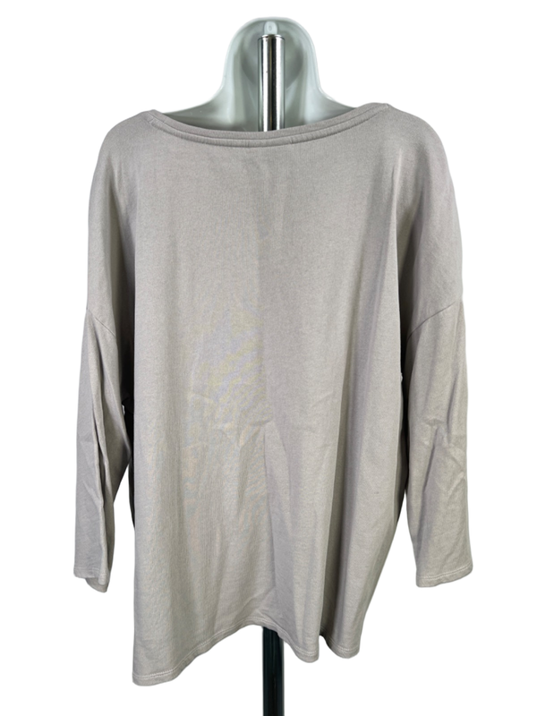Pure Jill Women's Gray Cotton Scoop Neck 3/4 Sleeve Tee Shirt - L image 2