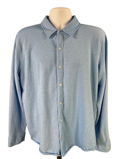 Lands End Men's Blue Traditional Fit Long Sleeve Button Up Shirt - L