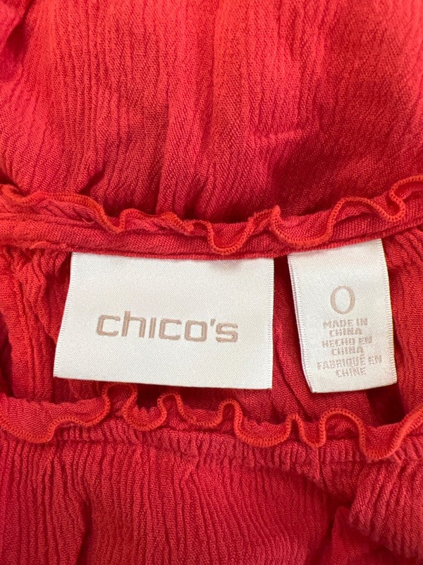 Chico's Women's Red 3/4 Bell Sleeve Cold Shoulder Blouse - 0/US S image 3