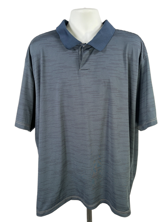 adidas Men's Blue Striped Short Sleeve Athletic Polo - 3XL