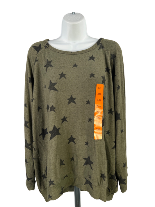 Buffalo David Bitton Women's Green Army Twinkle Long Sleeve Shirt - XXL
