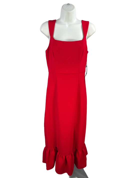 Laundry By Shelli Segal Women's Red Ruffle Hem Slit Sleeveless Midi Dress - 6