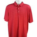 Greg Norman Men's Red Striped Short Sleeve Golf Polo Shirt - XL