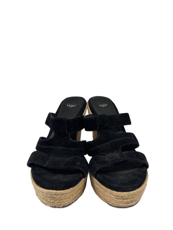 UGG Women's Black Tawnie Suede Espadrille Wedge Platform Sandals - 7 image 2