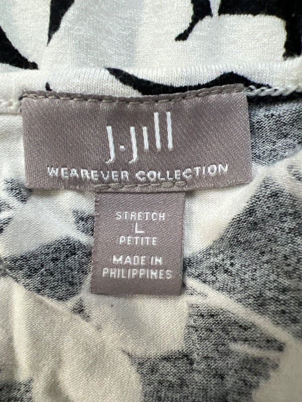 J.Jill Wearever Collection Womens Black/White Floral 3/4 Sleeve Shirt - L Petite image 3