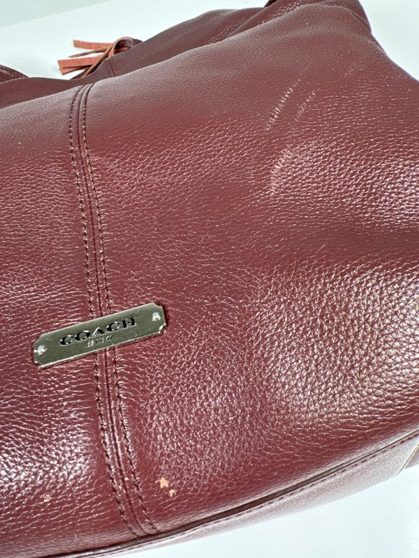 Coach Women's Brown/Burgundy Avery Pebbled Leather Hobo Shoulder Purse image 8