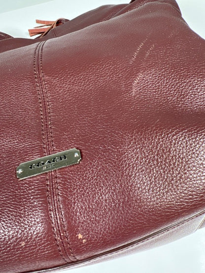 Coach Women's Brown/Burgundy Avery Pebbled Leather Hobo Shoulder Purse image 8