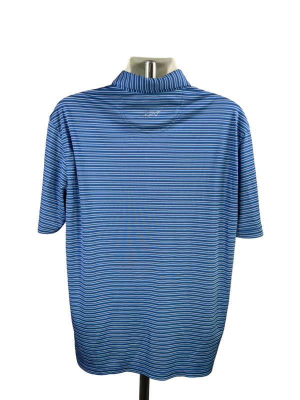 Greg Norman Men's Blue Striped Short Sleeve Golf Polo Shirt - XL image 2