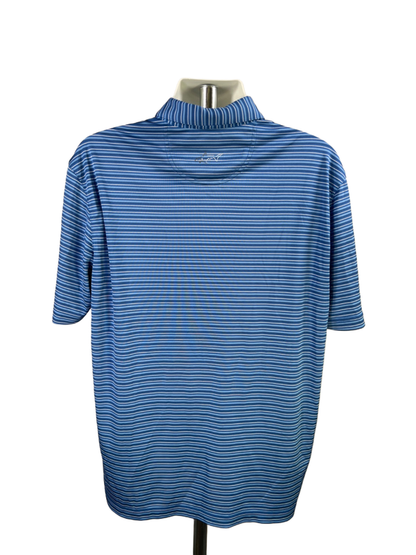 Greg Norman Men's Blue Striped Short Sleeve Golf Polo Shirt - XL image 2