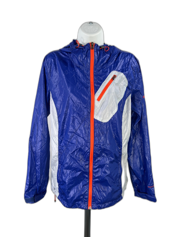 Columbia Women's Blue/Gray Zip Up Hooded Windbreaker Jacket - L