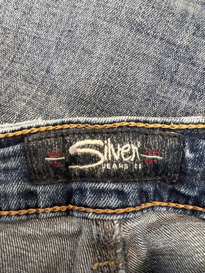 Silver Jeans Women's Medium Wash Elyse Skinny Distressed Embellished Jeans - 28 image 3