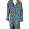 Habitat Women's Blue/Green Long Sleeve Button Up Shirt Dress - S