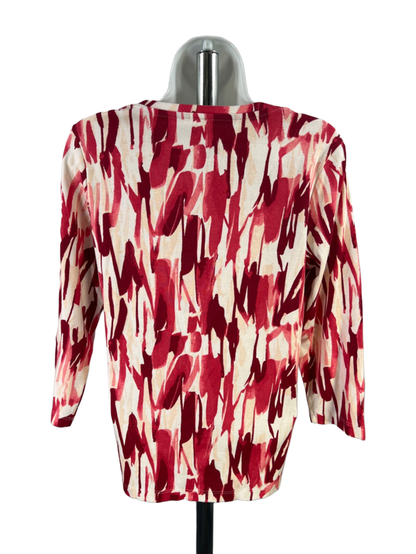 Chico's Women's Red Cotton V Neck 3/4 Sleeve Shirt - 1/US 8 image 2