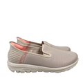 Skechers Women's Beige/Pink Go Walk Travel Fiji Slip On Shoes - 9 Wide
