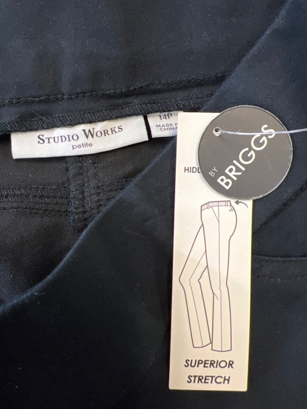 Studio Works by Briggs Women's Black Stretch Pull On Pants - 14 petite image 3