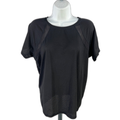 Athleta Women's Black Chi Dot Mesh Train Athletic Short Sleeve Shirt - M