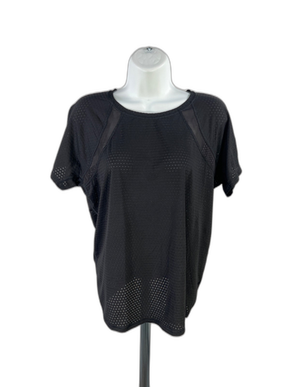 Athleta Women's Black Chi Dot Mesh Train Athletic Short Sleeve Shirt - M
