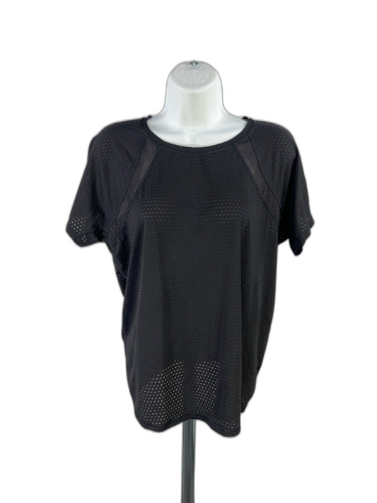 Athleta Women's Black Chi Dot Mesh Train Athletic Short Sleeve Shirt - M