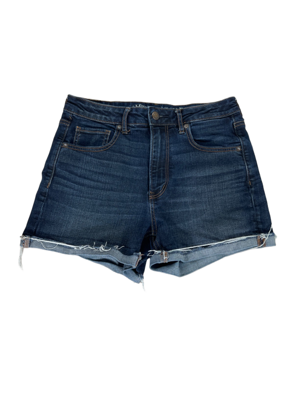 American Eagle Women's Dark Wash Super High Rise Denim X Jean Shorts - 8