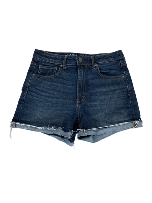 American Eagle Women's Dark Wash Super High Rise Denim X Jean Shorts - 8