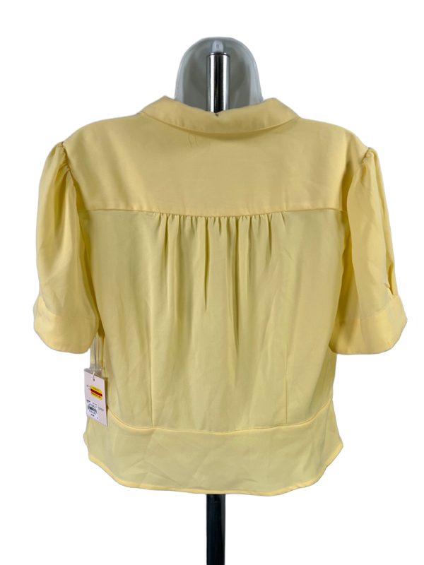 Lauren Conrad Women's Yellow Tiered Short Sleeve Button Up Blouse - L image 2