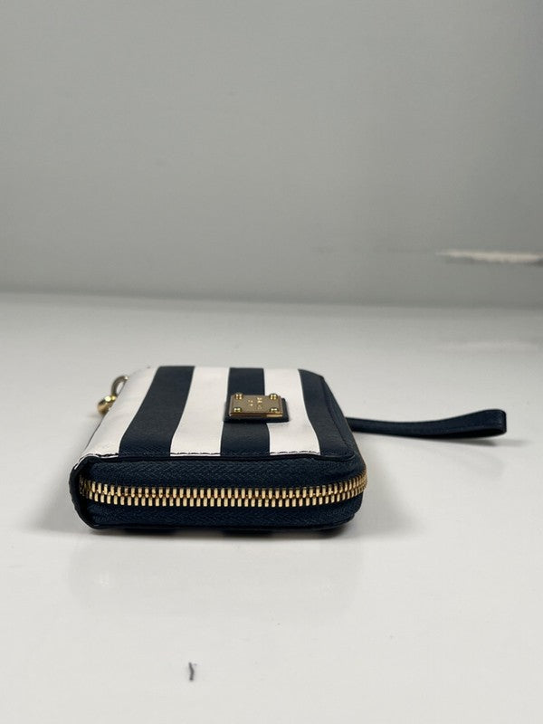Michael Kors Women's Blue Striped Saffiano Leather Zip Around Wristlet Wallet image 3