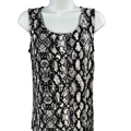 Calvin Klein Women's White/Black Snake Print Sleeveless Basic Tank Top - M