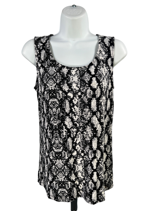 Calvin Klein Women's White/Black Snake Print Sleeveless Basic Tank Top - M