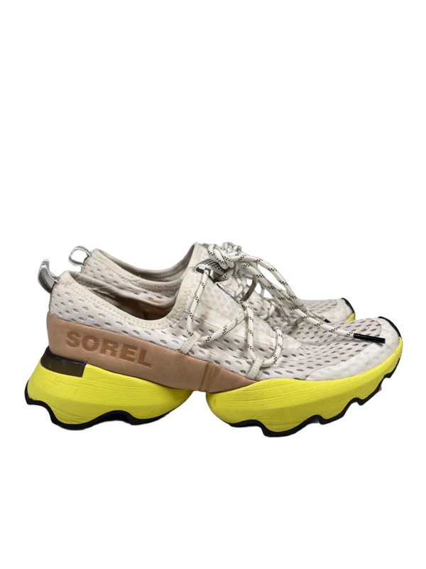 Sorel Women's Ivory/Yellow Kinetic Impact Lace Up Active Sneakers - 6