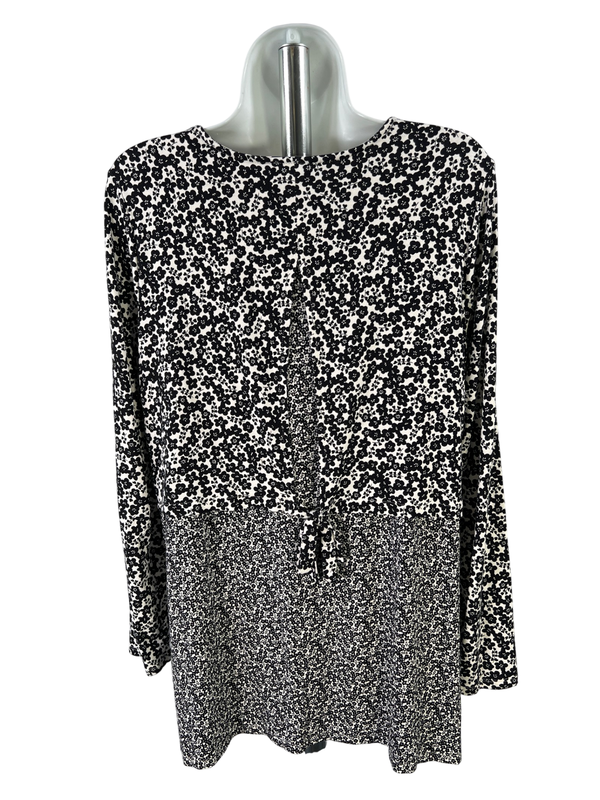 J.Jill Wearever Collection Women's Black/White Floral Long Sleeve Shirt - M image 2