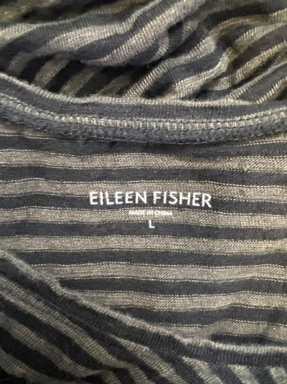 Eileen Fisher Women's Black/Green Striped Sleeveless Midi Dress - L image 3