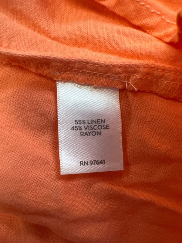 J Jill Women's Pink/Orange Linen Blend Long Sleeve Button Up Shirt - 2X Plus image 4