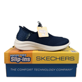 Skechers Women's Blue/White Ultra Flex 3.0 Smooth Step Slip On Sneakers - 8.5
