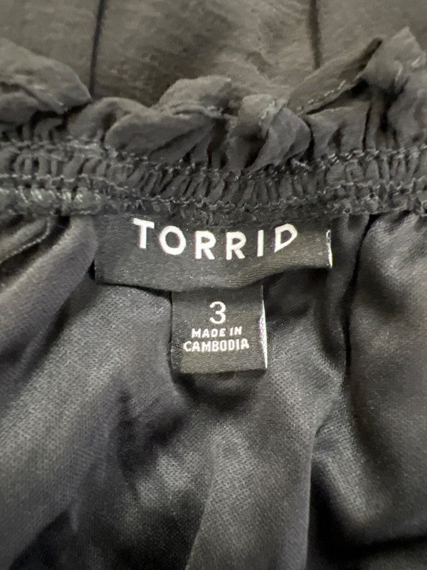 Torrid Women's Black Ruffle Chiffon Smocked Waist Tiered Mini Dress - 3 Plus image 3