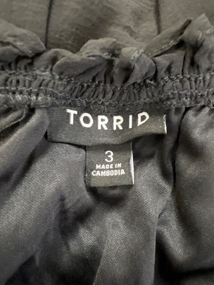 Torrid Women's Black Ruffle Chiffon Smocked Waist Tiered Mini Dress - 3 Plus image 3