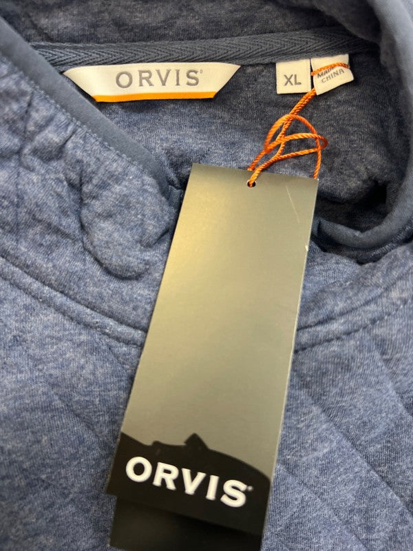 Orvis Women's Purple/Blue Colorblock Quilted 1/4 Snap Pullover Sweatshirt - XL image 3