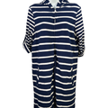 Lands End Women's Blue/White Striped Full Zip Hooded Cover Up Dress - S