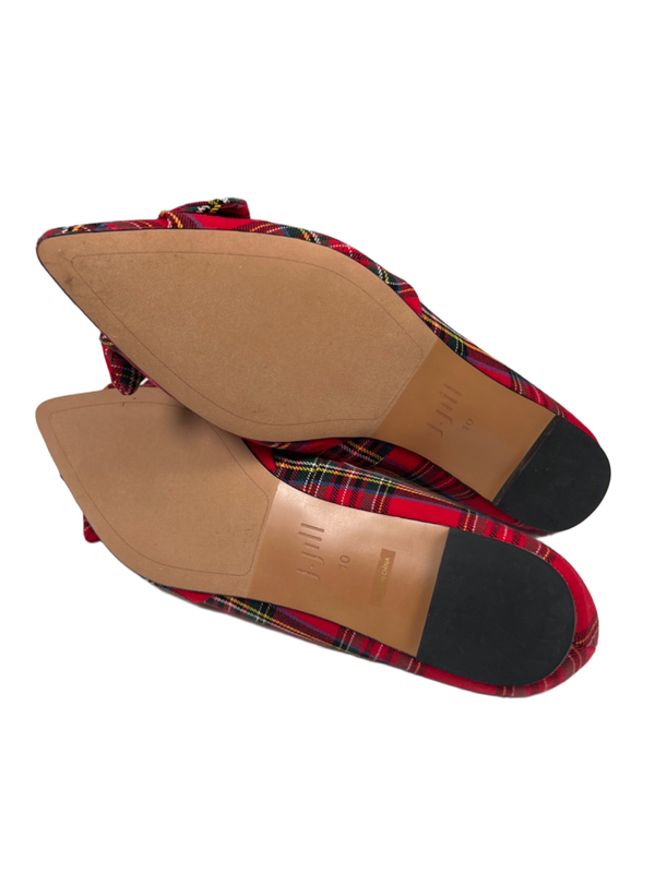 J.Jill Women's Red Holiday Plaid Pointed Bow Toe Flats - 10 image 9