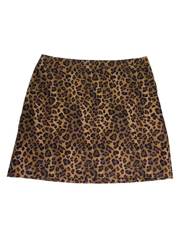 On 34th Women's Brown Leopard Print SIde Zip Straight Skirt - 14