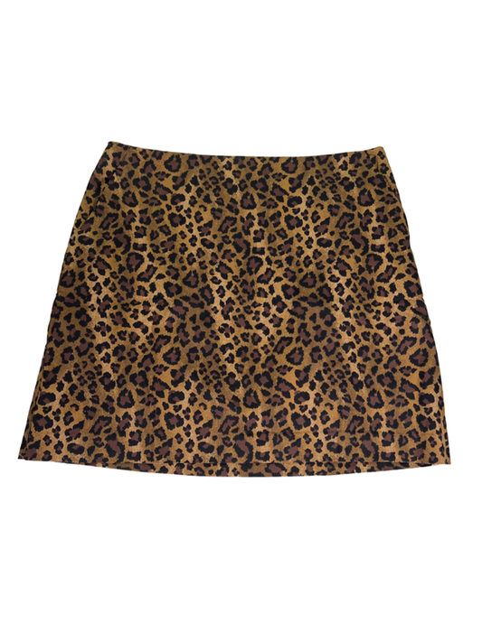 On 34th Women's Brown Leopard Print SIde Zip Straight Skirt - 14