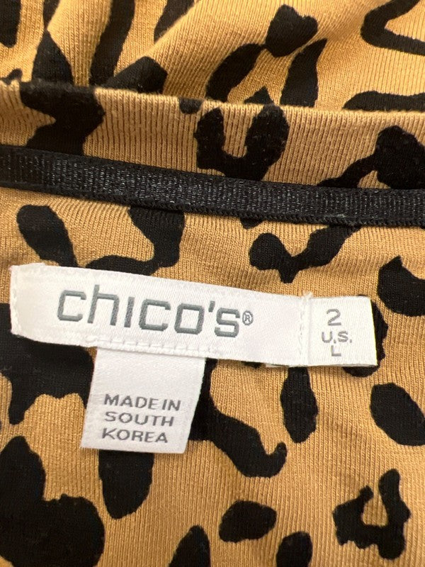 Chico's Women's Tan/Black Leopard Print Long Sleeve Shirt - 2/US L image 3