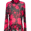 White House Black Market Women's Pink Sheer Long Sleeve Turtleneck Shirt - L