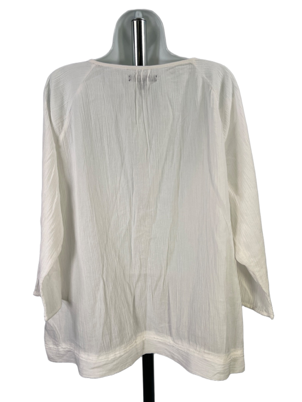 Relativity Women's White Gauze Embellished V Neck 3/4 Sleeve Blouse - 2X Plus image 2