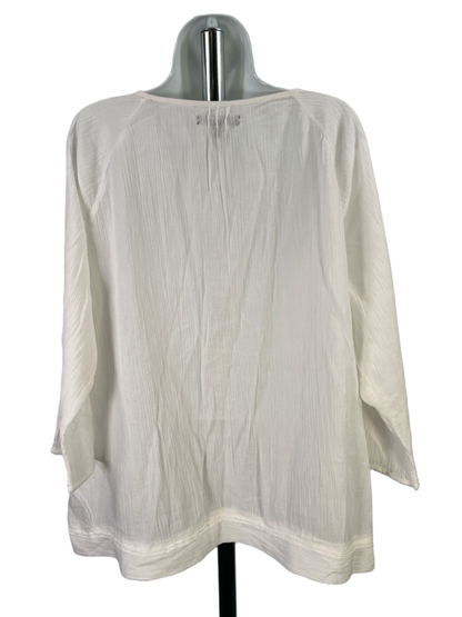 Relativity Women's White Gauze Embellished V Neck 3/4 Sleeve Blouse - 2X Plus image 2