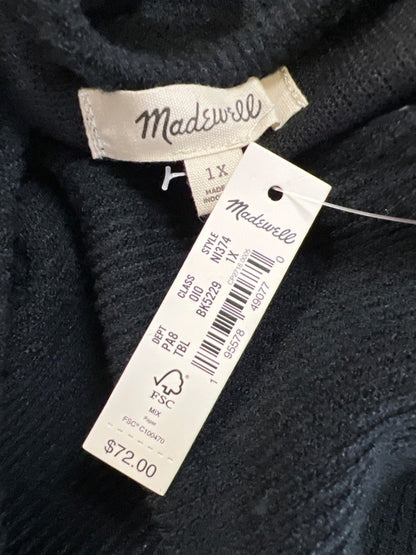 Madewell Women's Black Ottomon Knit Faux Wrap Long Sleeve Sweater - 1X Plus image 3