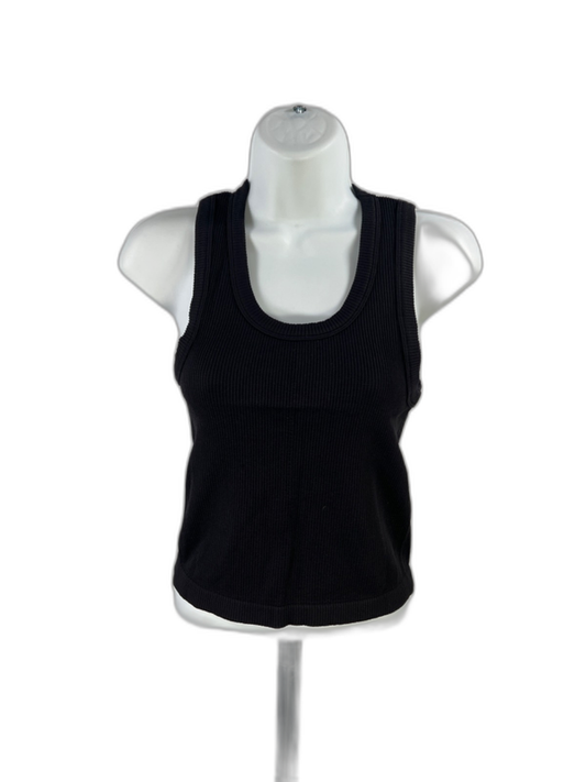Old Navy Women's Black Ribbed High Neck Seamless Cropped Tank Top - L