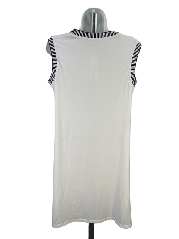 Merokeety Women's White/Black Striped Sleeveless Midi Dress - M image 2