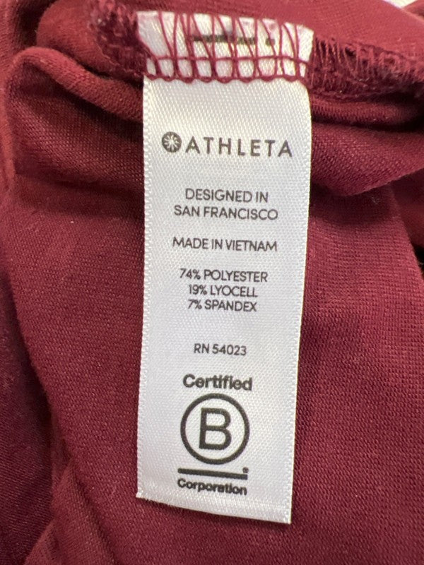 Athleta Women's Burgundy V Neck Side Slit Cami Strap Sleeveless Tank Top - L image 4