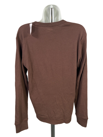 Old Navy Women's Brown Waffle Knit Soft Washed Long Sleeve Crewneck Shirt - S image 2