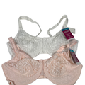 Olga by Warner's Women's Pink/White Lace Sheer Underwire Lot of 2 Bra's - 44D